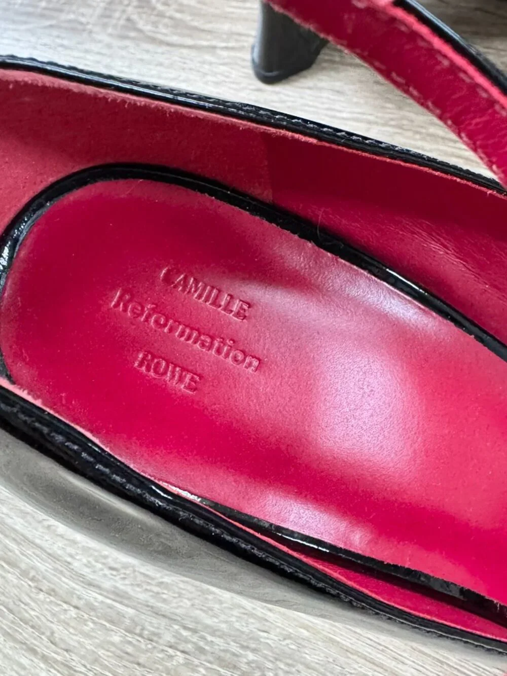 New Reformation x Camille Rowe Cheri Wedge Heels Black 7